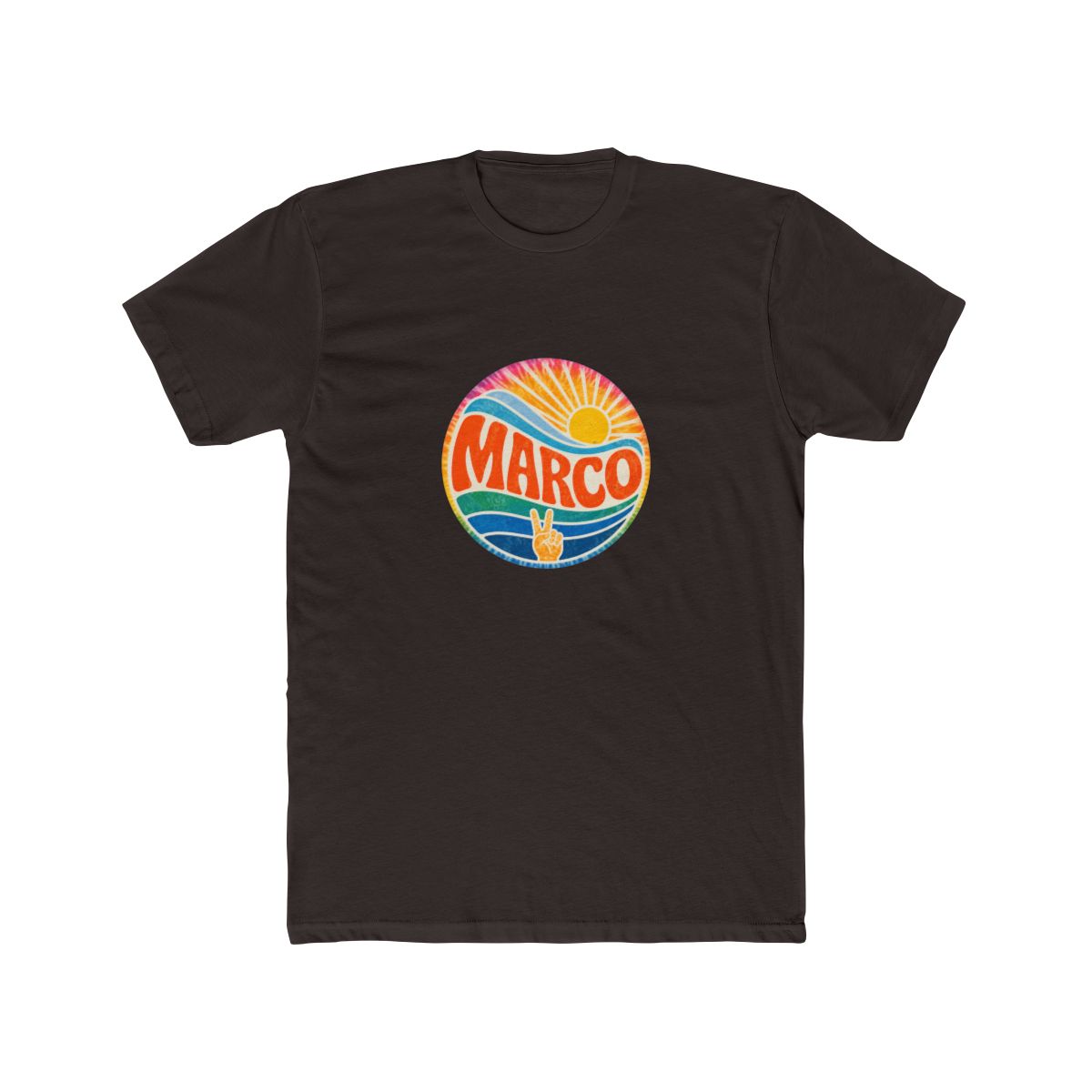 Marcos Groovy Tie Dye Vintage Sunset T Shirt - Retro Sports Fan Gear - alternate angle 3, merchandise