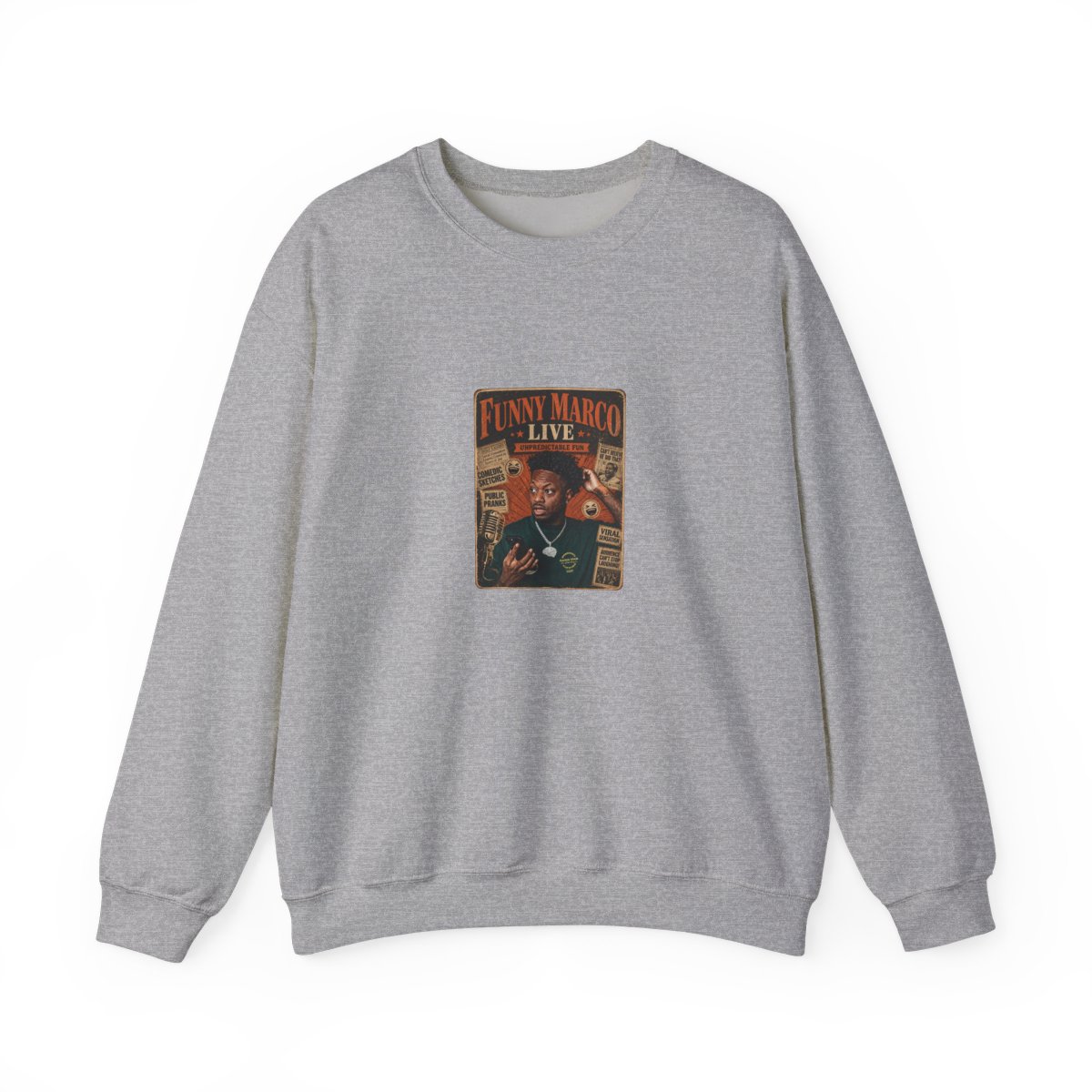 Funny Marco "Funny Marco Live" Crewneck - alternate angle 2, merchandise