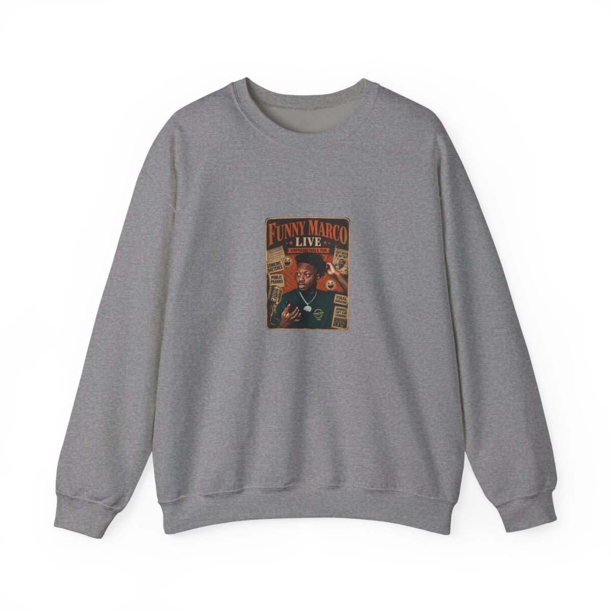 Funny Marco "Funny Marco Live" Crewneck - alternate angle 3, merchandise