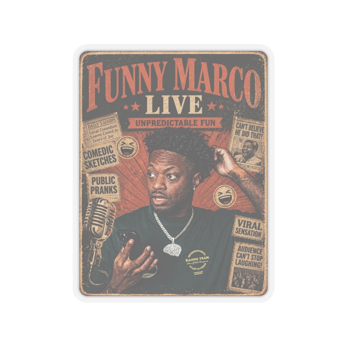 Funny Marco "Funny Marco Live" Sticker - alternate angle 4, merchandise